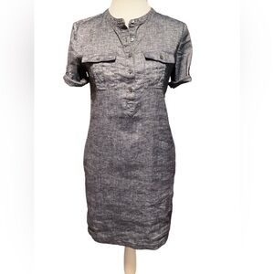 Theory Washed Chambray Linen Blend Shirt Dress Size 2
